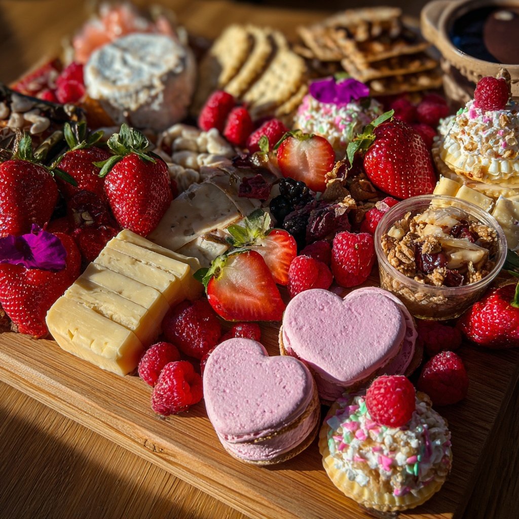 Valentines Charcuterie Board with Mini Desserts