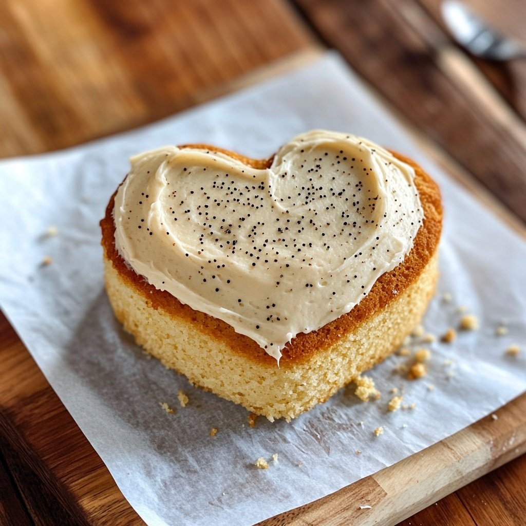 Mini Heart Cake with Vanilla Bean Frosting