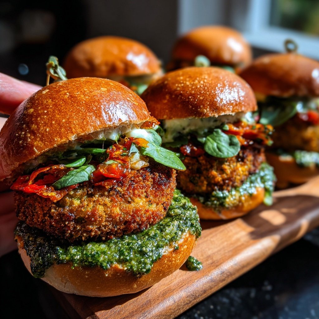Veggie Sliders with Pesto Spread