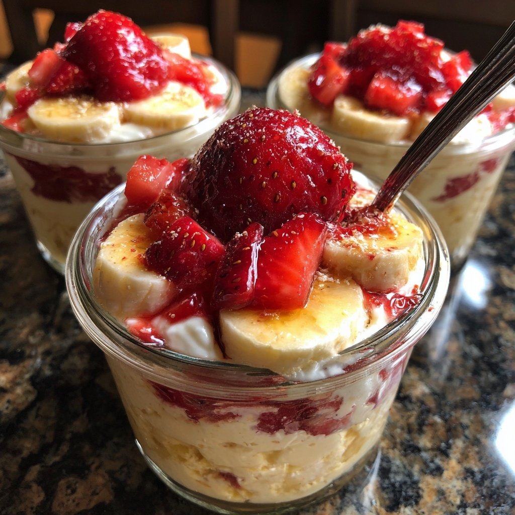 Strawberry Banana Breakfast Jars
