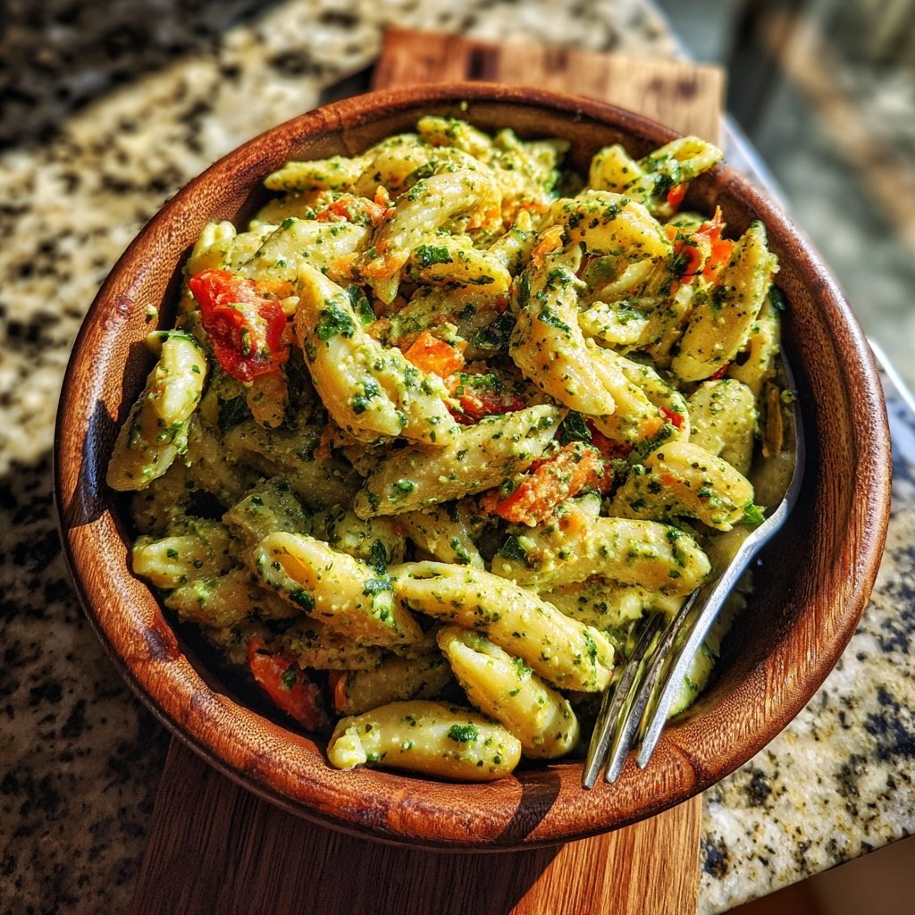 Healthy Lunch Chickpea Pesto Pasta Salad