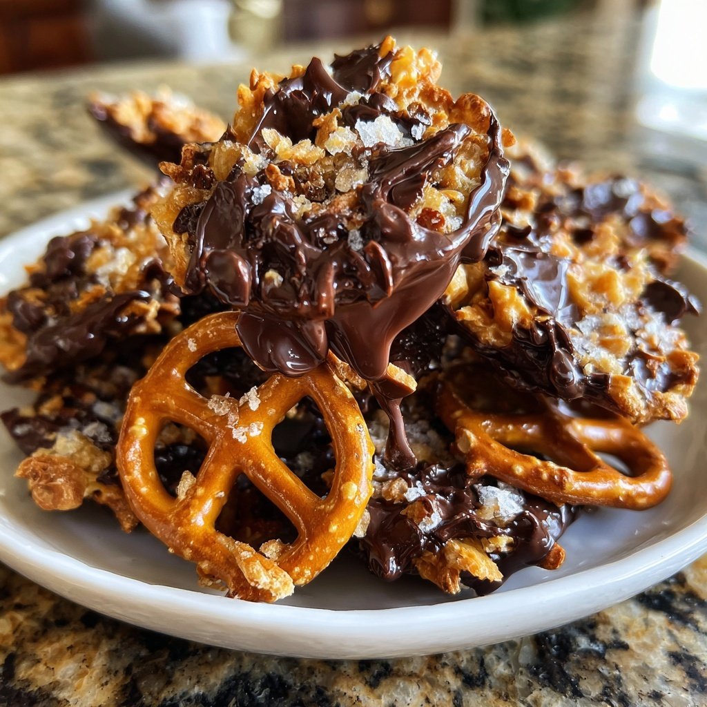 Super Bowl Desserts Chocolate Pretzel Clusters