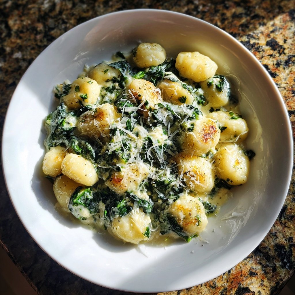 Valentine Dinner Creamy Spinach Gnocchi