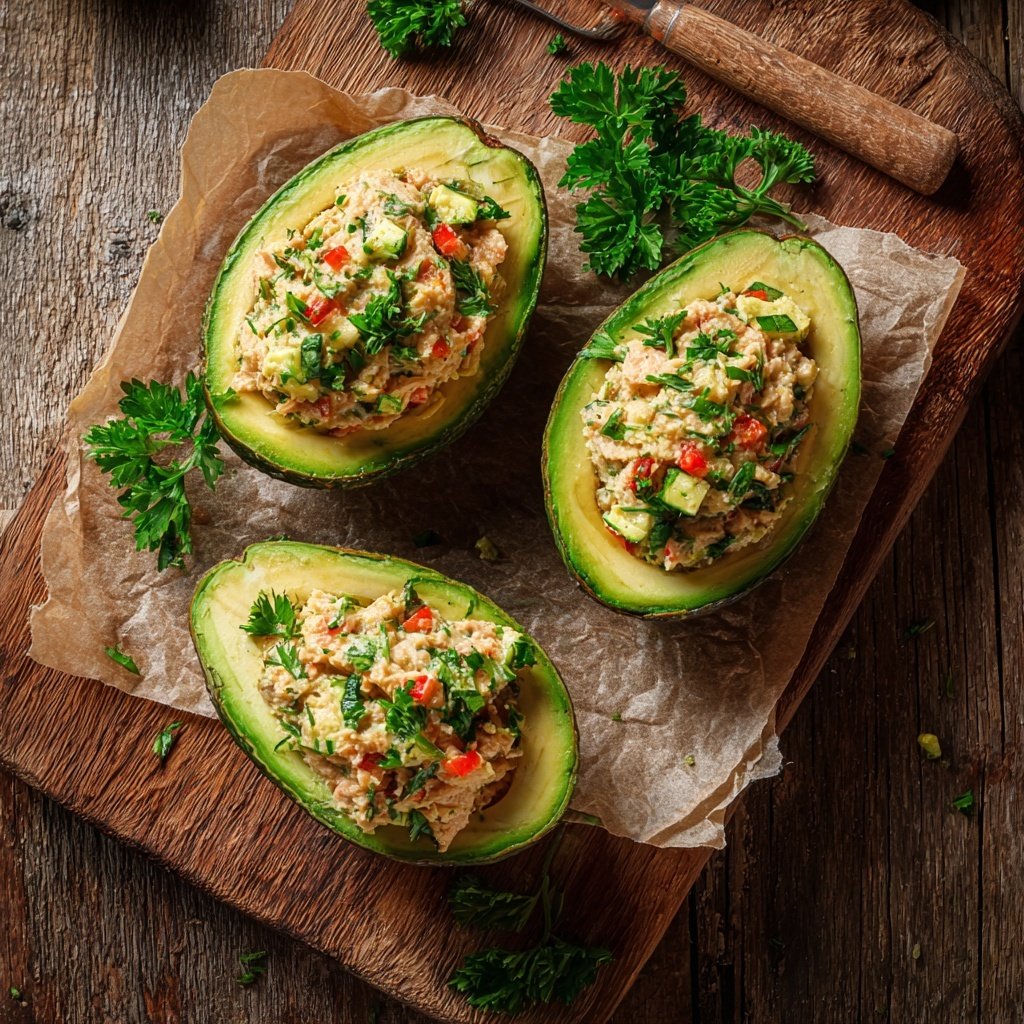 Mediterranean Tuna Stuffed Avocados