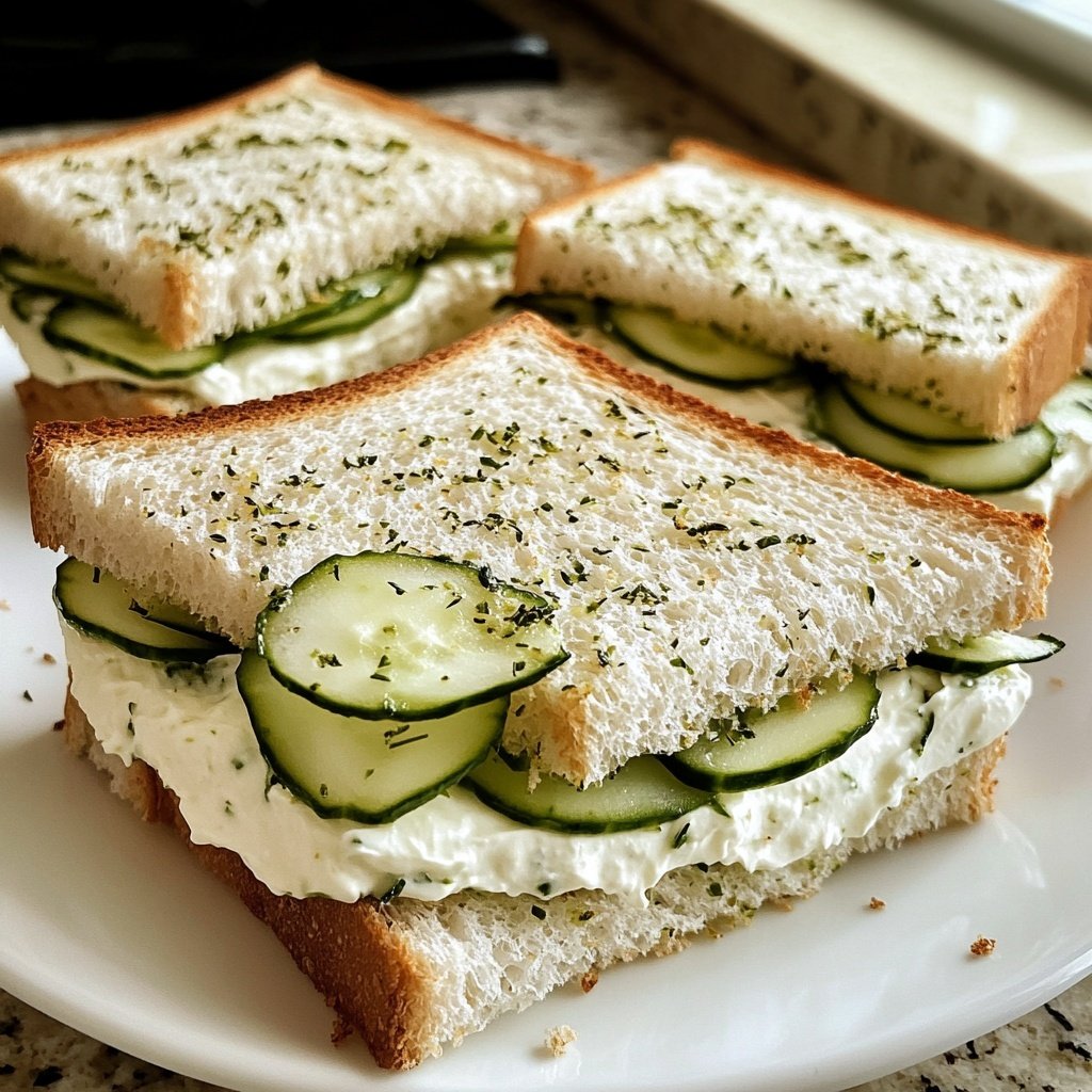 Light Cucumber Cream Cheese Sandwich Lunch