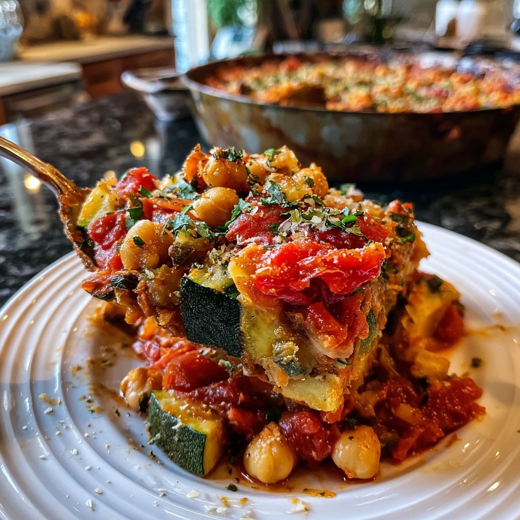 Zucchini Tomato Chickpea Bake